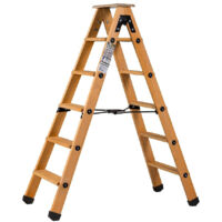 Centaure – Escabeau double accès en bois 2x5 marches – Hauteur de travail 2,65m – Tablette antidérapante – Charge max 150kg – Usage professionnel intensif