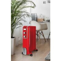 THOMSON Radiateur bain d'huile THBDH09VR Fifty, Rouge pas cher 