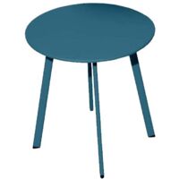 Proloisirs – Table basse de jardin Massaï ø 45 cm – Structure acier époxy – Plateau plein – Coloris bleu – Hauteur 39 cm