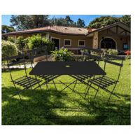 CHALET & JARDIN Ensemble repas Bistrot dépliant métal - Table + 4 Chaises - Noir