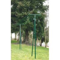 Dirickx – Etendoir à linge extérieur 60 mètres – Acier vert – Démontable – Accessoires fournis – Hauteur 200 cm