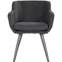 CHALET & JARDIN Chaise-fauteuil Amadora en résine tressée - pieds en aluminium - Anthracite