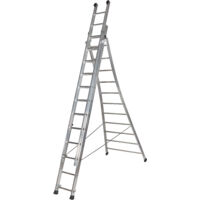 Centaure – Échelle transformable 3 plans 2m75/6m10 – 8 barreaux – Base évasée pour stabilité – Articulations haute résistance en aluminium