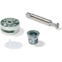 Emuca – Kit d'excentriques avec écrous M8 et goujons D35mm – Fixation robuste pour assemblage meubles – Pour panneaux 20mm – Zamak naturel et acier zingué
