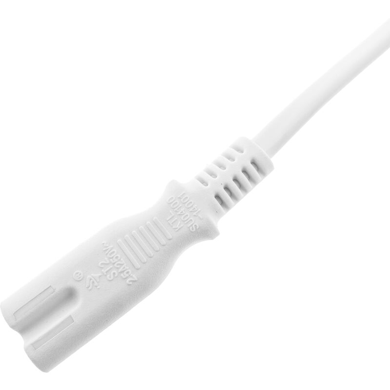 Câble électrique IEC-60320. Cordon alimentation C7 femelle à fiche  bipolaire mâle 1.8m blanc - Cablematic