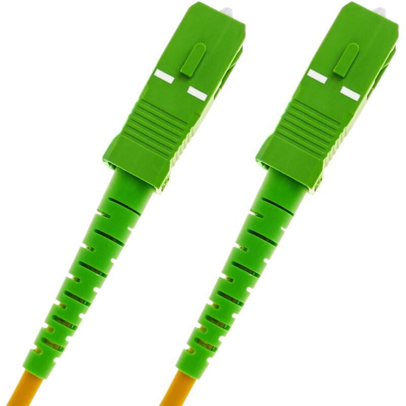 Câble Fibre Optique BeMatik 15m – SC/APC Vers SC/APC, Simplex Monomode 9/125 OS2, Vert