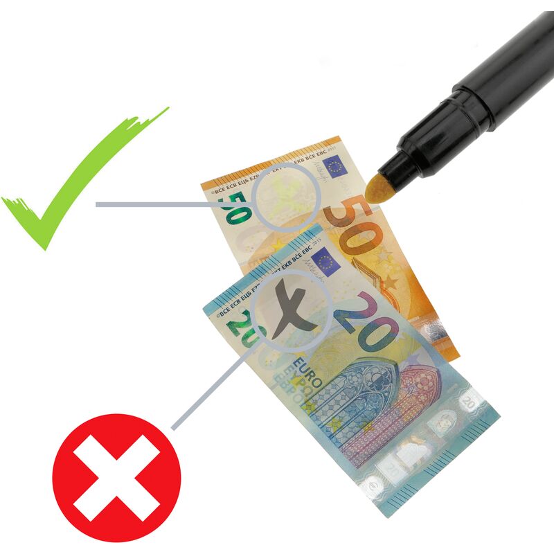 marqueurs : détecte facilement la fausse monnaie. stylo Lot de 3 détecteurs de faux billets en argent correcteur de billets en plastique 