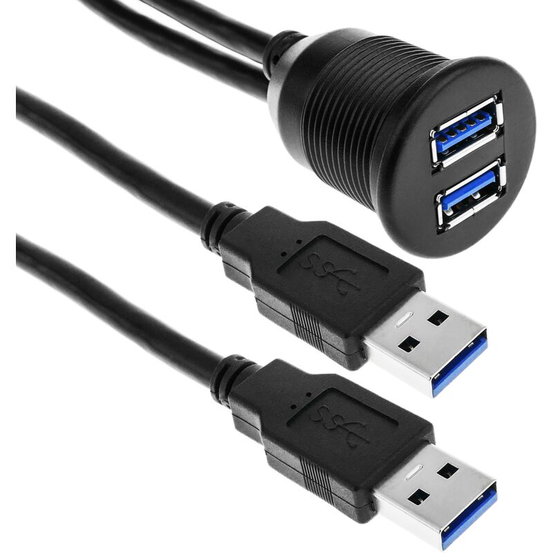 Hub USB actif encastrable avec prise 230 V, 2 ports USB 3.0 et