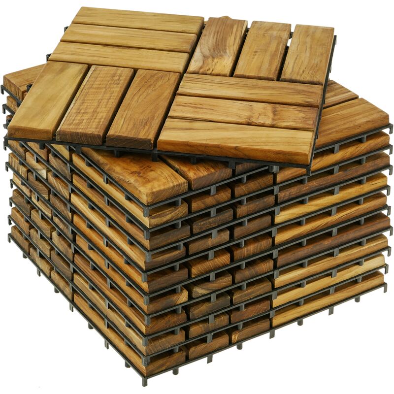 type B Dalles à emboîter aspect bois anthracite Aufun Dalles de terrasse en plastique WPC 30 x 30 cm 11 pièces pour 1 m², anthracite 
