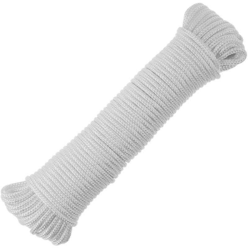 Corde tressée en nylon 100 m x 3 mm blanche - Cablematic