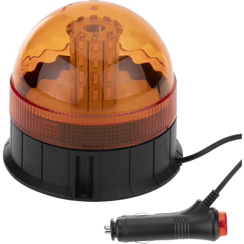 PrimeMatik - Lampe stroboscopique d'urgence rotative attachée  magnétiquement multimode 10 V orange