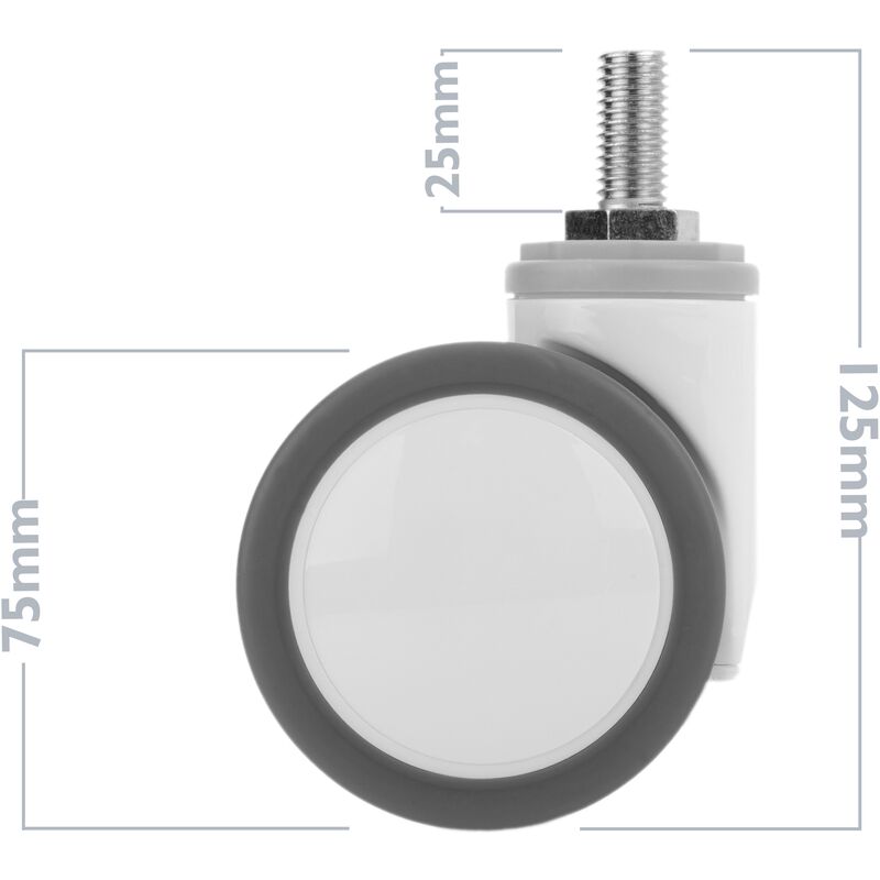 Primematik - Roulettes pivotantes en métal, TPR et ABS pour lit
