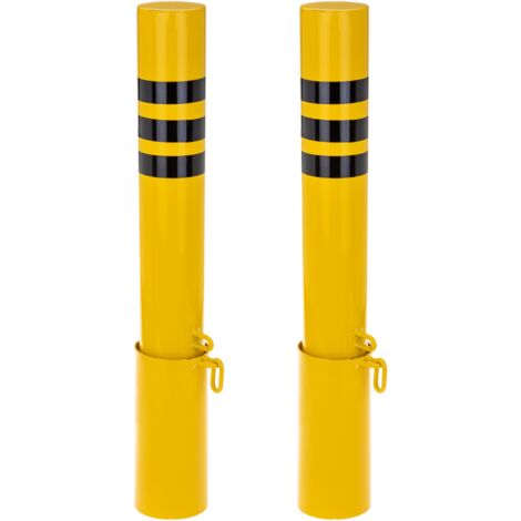 PrimeMatik - Pack de 2 pcs de bornes bornes en acier avec socle enterré amovible 76x600mm