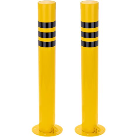 PrimeMatik - Pack de 2 pcs de bornes bornes en acier avec base clouée amovible 89x750mm