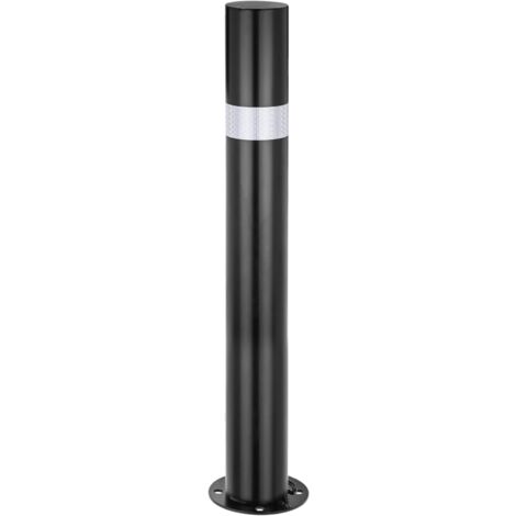 PrimeMatik - Borne en acier avec base clouée amovible 76x600mm noir