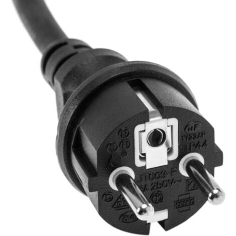 Prise de courant schuko droit mâle IP44 noir - Cablematic