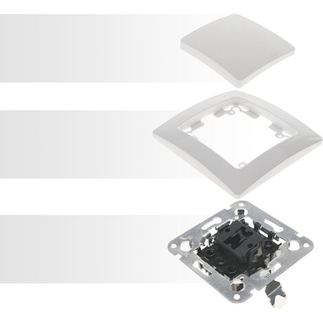 BeMatik - Commutateur de croisement encastrable avec plaque de finition 80x80mm série Lille blanc