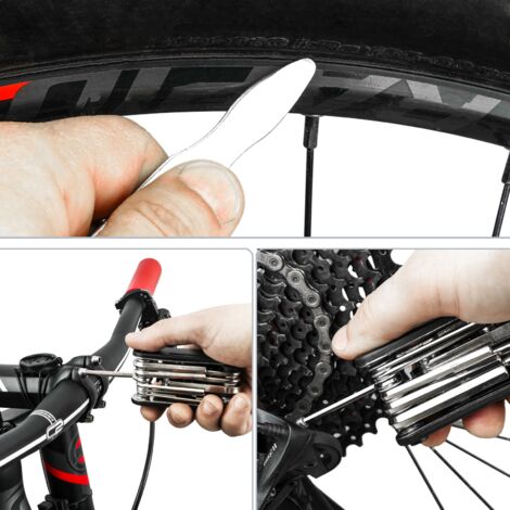Ninonly 38PCS Kit Reparation Velo Trousse Outils de Vélo avec Outil Multifonction 16 en 1,Mini Pompe 120 PSI, Kit de Patch, leviers de Pneu Kit Crevaison Velo pour Bicyclette, VTT, Cyclisme