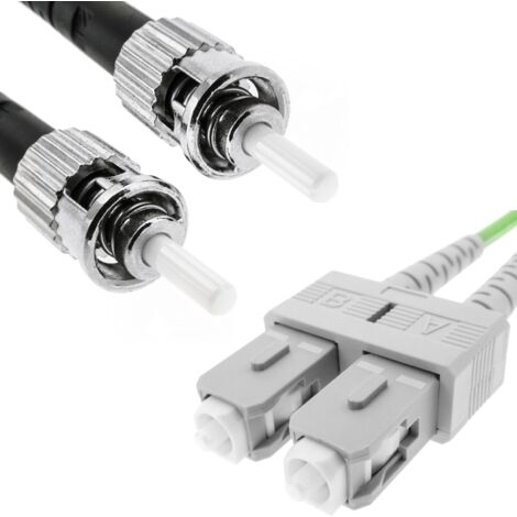 BeMatik - Câble à fibre optique OM5 multimode duplex 50µm/125µm ST/PC à SC/PC 100Gb de 1 m