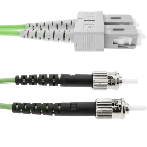 BeMatik - Câble à fibre optique OM5 multimode duplex 50µm/125µm ST/PC à SC/PC 100Gb de 1 m