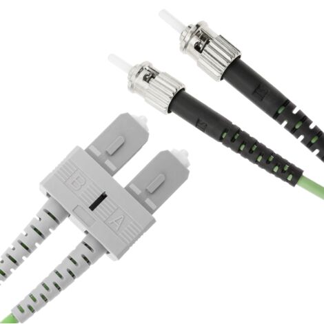 BeMatik - Câble à fibre optique OM5 multimode duplex 50µm/125µm ST/PC à SC/PC 100Gb de 1 m