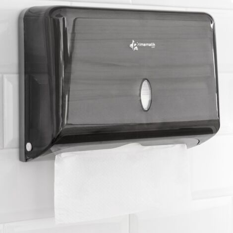 PrimeMatik - Distributeur d'essuie-mains en papier de couleur noire 268x103x204mm