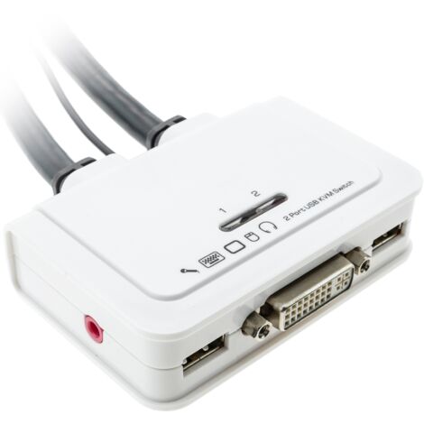 BeMatik - Compact commutateur KVM USB DVI AUDIO 1KVM à 2CPU (1/5)