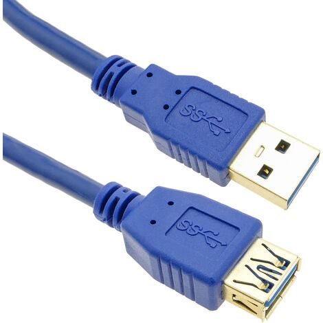 BeMatik - Câble rallonge USB Type-A 3.0 de 3 m, Mâle à Femelle bleu