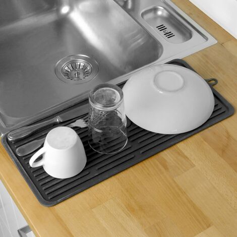 Tapis de séchage vaisselle en Silicone 405x307 mm noir - Cablematic