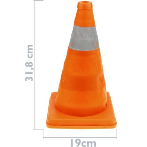 PrimeMatik - Cône de signalisation avec réflecteur et balise repliable de 32 cm