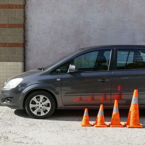PrimeMatik - Cône de signalisation avec réflecteur et balise repliable de 32 cm