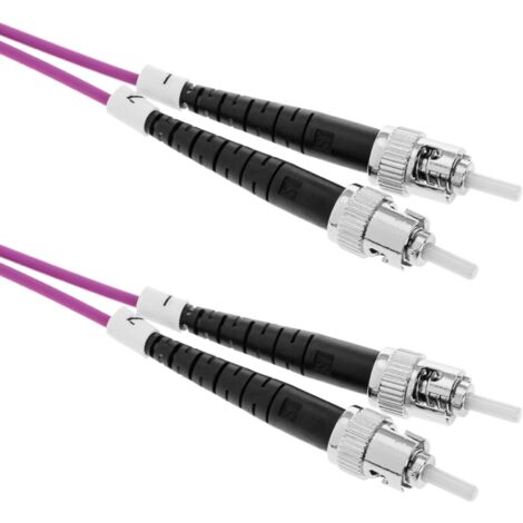 BeMatik - Câble de fibre optique multimode OM4 MMF duplex 50µm/125µm ST-ST 50cm (1/5)