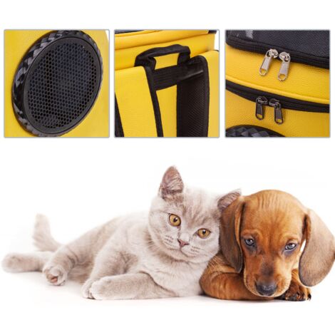 CityBAG Sac à dos pour le transport d'animaux, chat et chien, porte-bébé  en simili cuir jaune