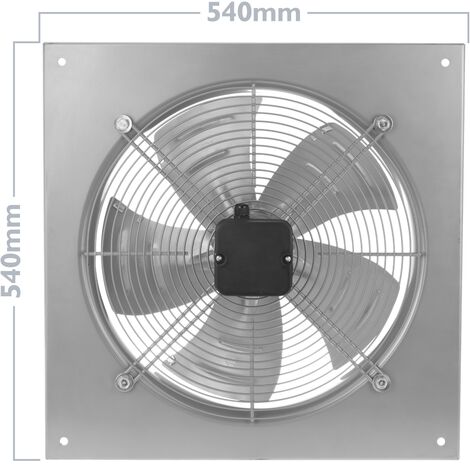 PrimeMatik Extracteur dair de Mur pour la Ventilation Industrielle de 400 mm 1360 RPM carré 540x540x80 mm Argent 