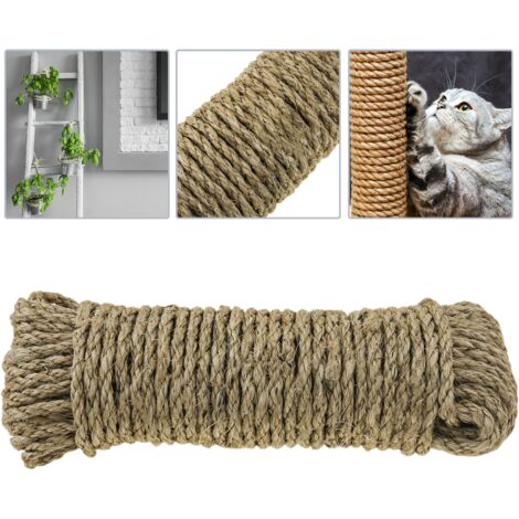 PrimeMatik - Corde torsadée en sisal 3 torons 20 m x 6 mm naturel