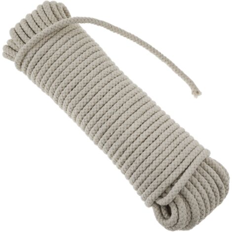 PrimeMatik - Corde en coton tressée 20 m x 4 mm naturel