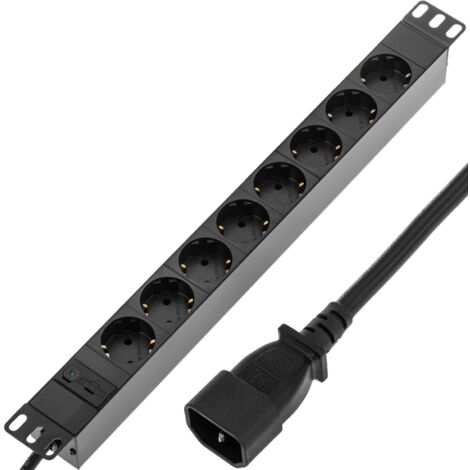 RackMatic - Multiprise pour armoire rack 19" 1U avec 8 Schuko C14 coloris noir (1/5)