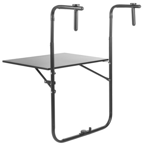 Primematik - Table pliante en métal pour balcon 60x40cm noir