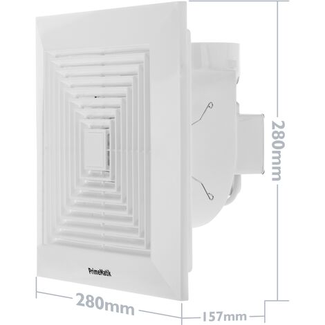 Ventilateur Primematik Extracteur de ventilateur, extracteur d'air 230x230  mm avec système anti-retour, pour toilette cuisine garage