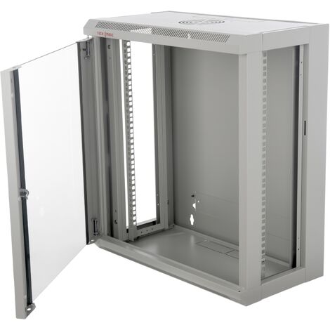 Rack Serveur Mural 12U 19" — Dimensions 570x300x655 Mm, Démonté, Portes Vitrées, Compatible équipements Standard
