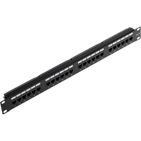 RackMatic - Panneau de brassage 24 RJ45 Cat.6 UTP 1U noir (1/5)