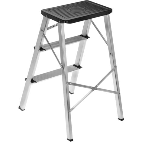PrimeMatik - Tabouret pliant léger en aluminium à 3 marches avec motif antidérapant