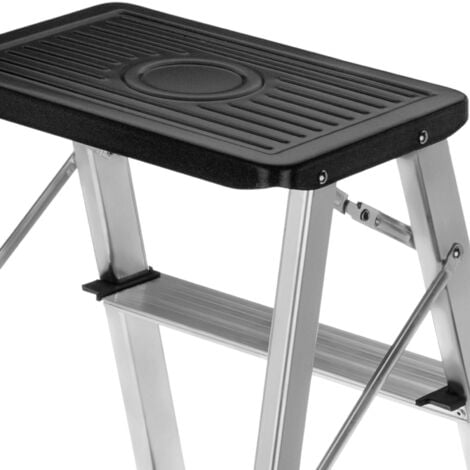PrimeMatik - Tabouret pliant léger en aluminium à 3 marches avec motif antidérapant