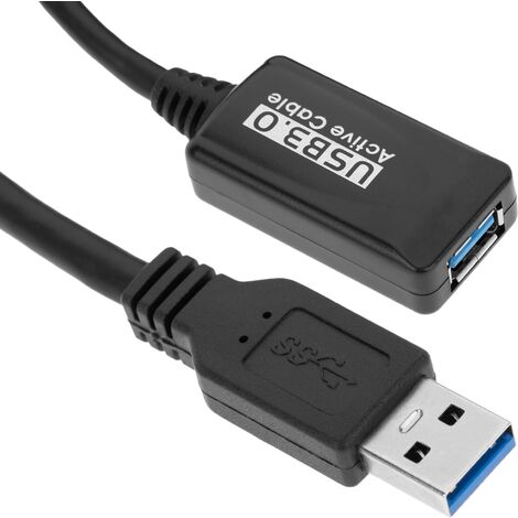 BeMatik - Câble d'extension avec amplificateur USB-A 3.0 mâle vers USB-A 3.0 femelle 5 m noir (1/5)