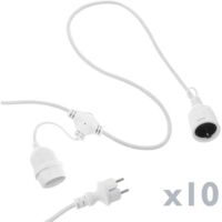 PrimeMatik - Guirnalda 10 bombillas luces con casquillo E27 exterior IP44 cable eléctrico de 5m extensible blanco