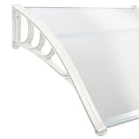 PrimeMatik - Auvent de porte et fenêtres 120x80 cm transparent. Marquise solaire abri banne entrée protection avec support blanc