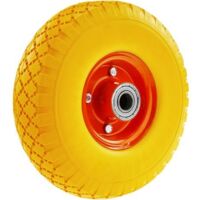 PrimeMatik - Rueda maciza de carretilla anti-pinchazos amarilla 100 Kg 10x3" 254x76 mm para carros y plataformas de transporte