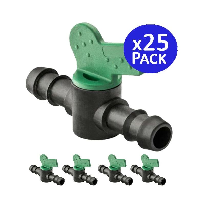 Pack 25 x Llave de paso riego goteo 16mm