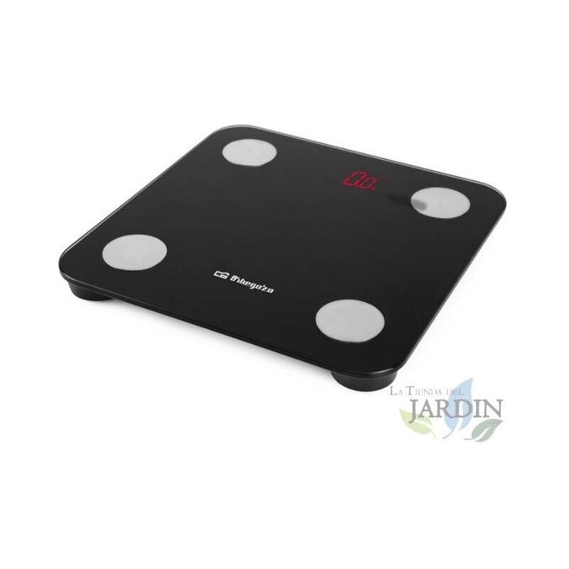 Báscula de baño electrónica Orbegozo BLUETOOTH. Calcula 13 parámetros. Capacidad max: 180 kg.