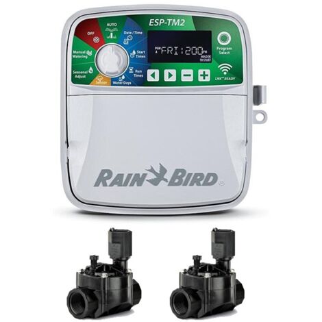 Programador de Riego ESP-TM2 4 zonas Interior Rain Bird Riego Automatico para Jardin 2 Electroválvulas 100HV 24V 1'' (1/5)